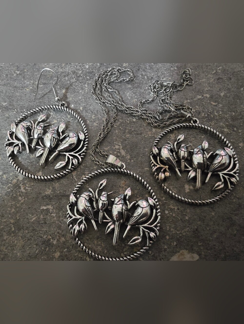 Cute Silver Bird Jewelry Set